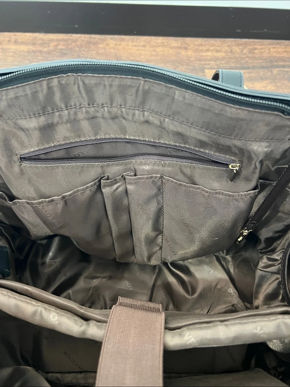 Black Leather Women’s Laptop Bag with Gold Accents